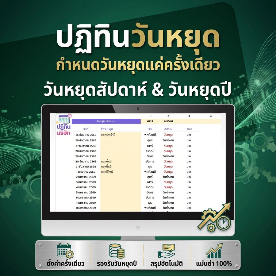ฟีเจอร์: ปฏิทินวันหยุด กำหนดวันหยุดแค่ครั้งเดียว วันหยุดสัปดาห์และวันหยุดประเพณี