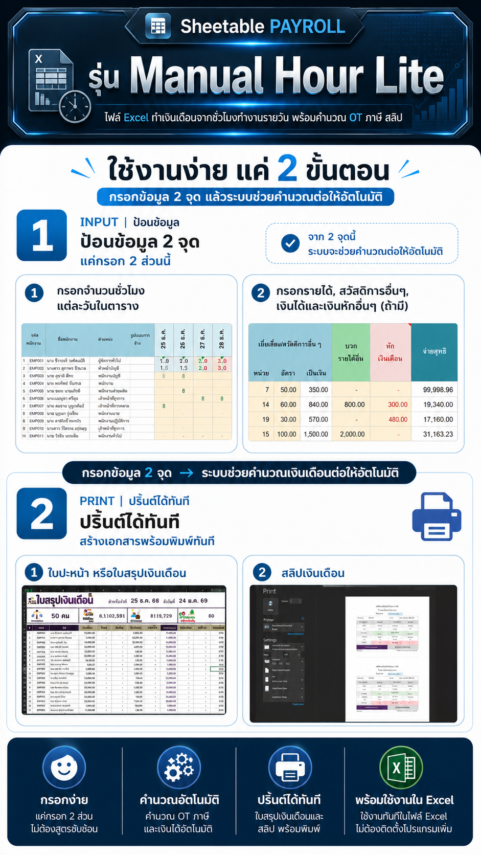 ขั้นตอนการใช้งาน Manual Hour Lite 2 ขั้นตอน