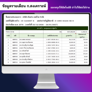 ข้อมูลนำส่งรายเดือน กองทุนสงเคราะห์ลูกจ้าง
